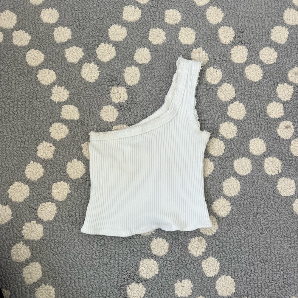 Cute one-shoulder white crop top